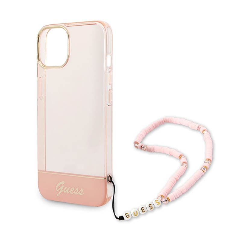 Guess Translucent Pearl Strap - Case for iPhone 14 Plus (Pink) 5