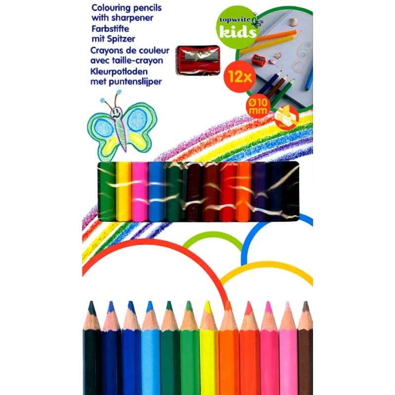 Topwrite - 12pcs pencil crayons set. with a sharpener 2