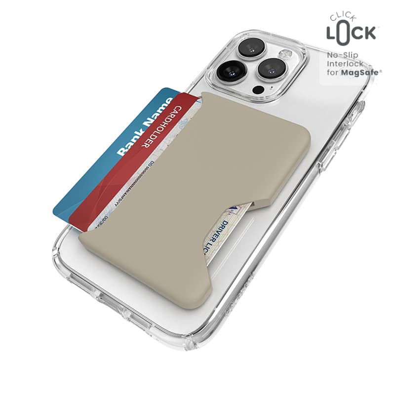 Speck ClickLock Wallet For MagSafe - Magnetic MagSafe Wallet (Pale Oak)