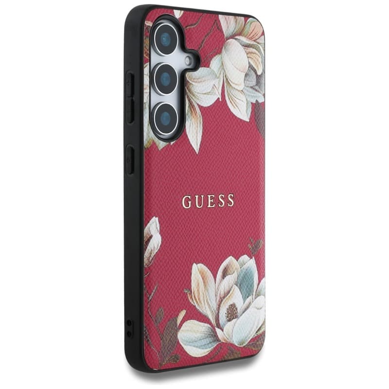Guess Grained Printed Flower Pattern MagSafe - Case for Samsung Galaxy S25 (fuchsia) 4