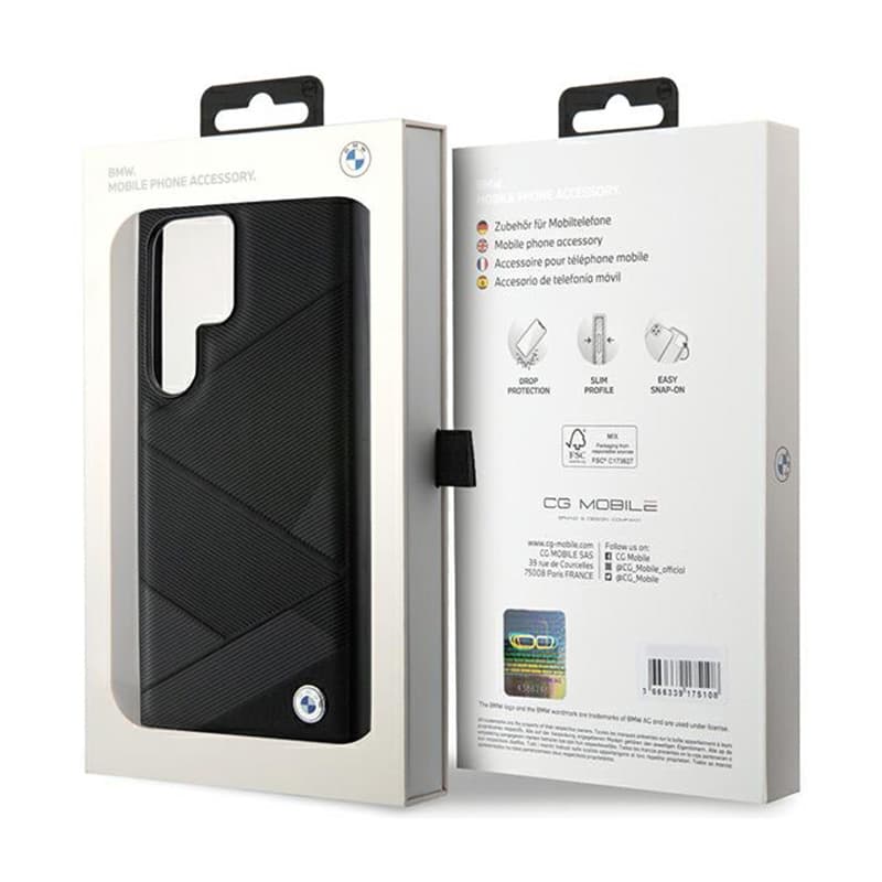 BMW Signature Leather Crossing Lines Pattern - Case for Samsung Galaxy S24 Ultra (Black) 8