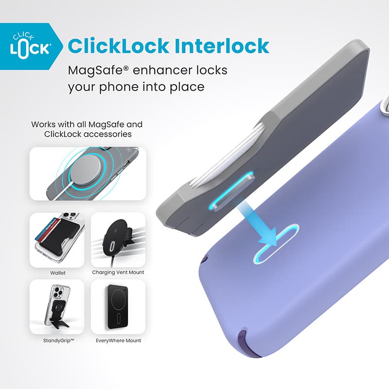 Speck Presidio2 Pro ClickLock & MagSafe - iPhone 16 Case (Future Lavender / Cassis Purple / White) 2