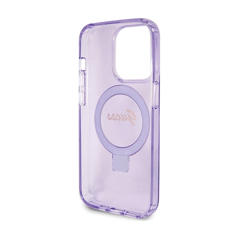 Guess Ring Stand Script Glitter MagSafe - iPhone 15 Pro Case (Purple) 7
