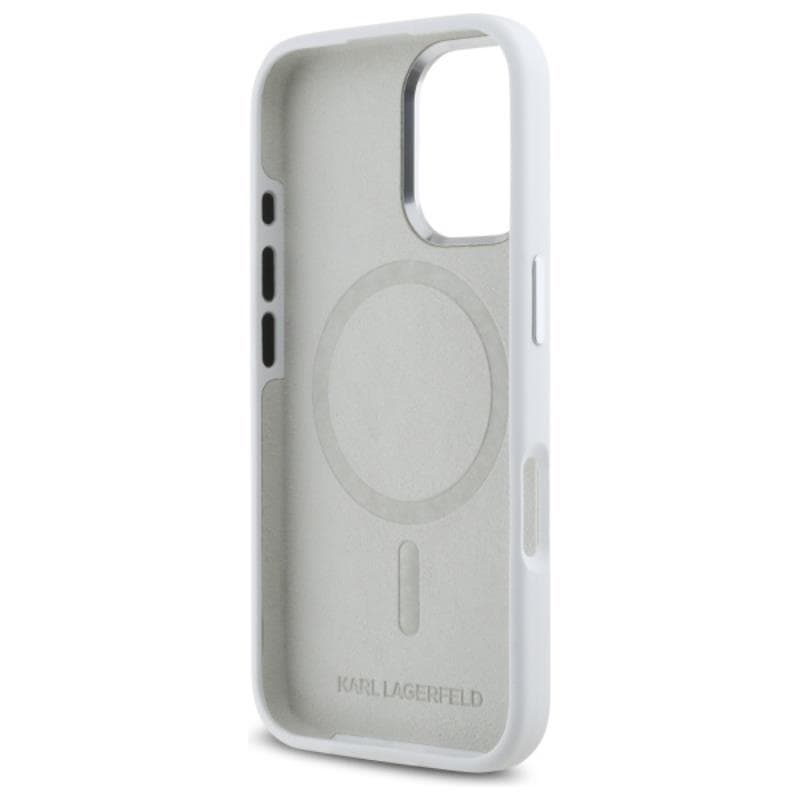 Karl Lagerfeld Silicone Shadow Metal Initial MagSafe - Case for iPhone 16 (white) 7