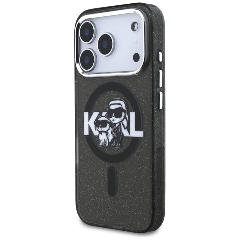 Karl Lagerfeld IML Glitter Karl & Choupette Sketch Logo MagSafe - Case iPhone 17 Pro (Black) 2