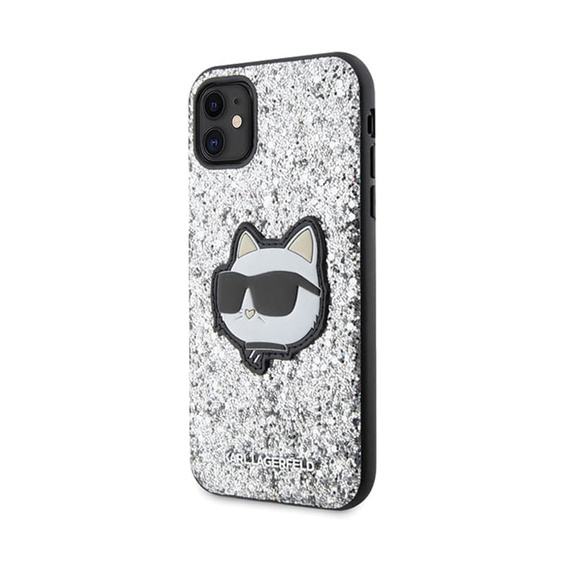 Karl Lagerfeld NFT Glitter Choupette Patch - Case for iPhone 11 (Silver) 2
