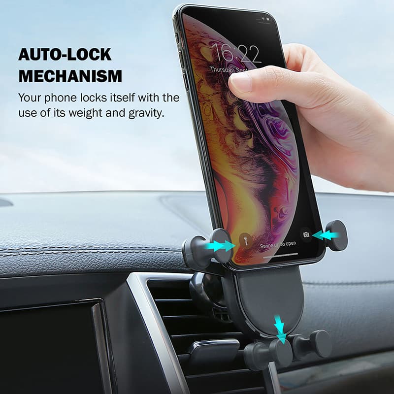 Crong Gravity Auto-Lock Car Holder – Gravity car holder for 4.7”-6.5” phones (black) 3