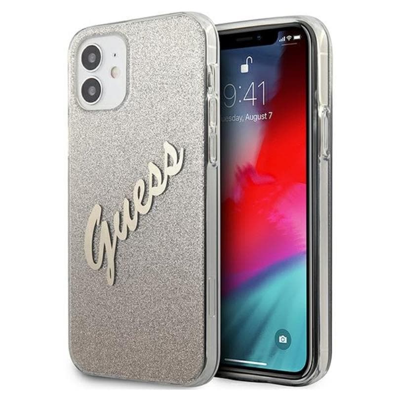 Guess Glitter Gradient Script - Case for iPhone 12 mini (Gold) 1