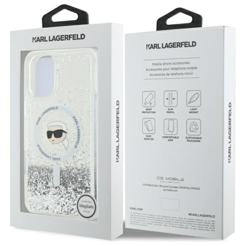 Karl Lagerfeld Liquid Glitter Karl Head MagSafe - Case for iPhone 16 (transparent) 8