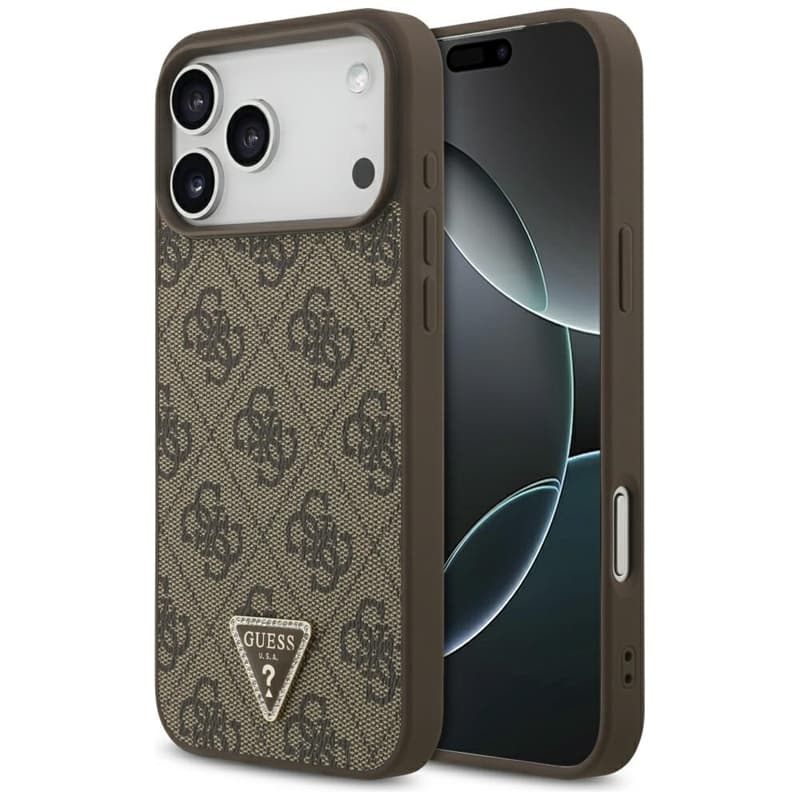 Guess Leather 4G Triangle Strass MagSafe - Case iPhone 17 Pro Max (brown)