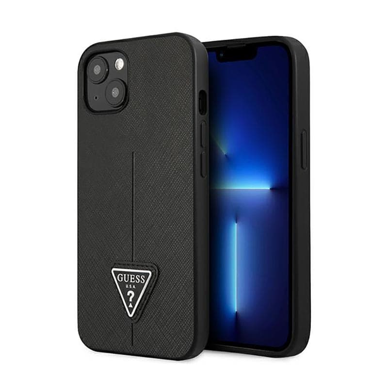 Guess Saffiano Triangle Logo Case - Case for iPhone 14 Plus (Black) 1