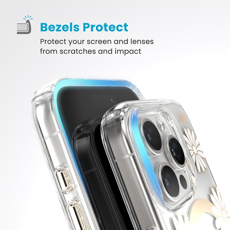 Speck Presidio Lux ClickLock & MagSafe - iPhone 16 Pro Case (Sunshine Daisies / Clear / Gold) 6