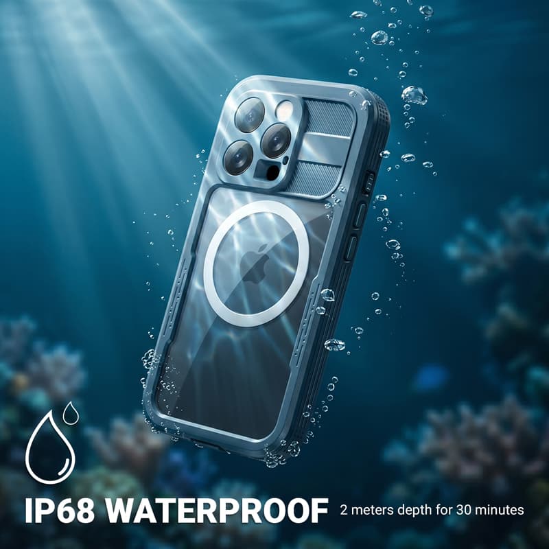 Crong Seal Cover - IP68 Waterproof Case for iPhone 16 Pro (Marine) 2