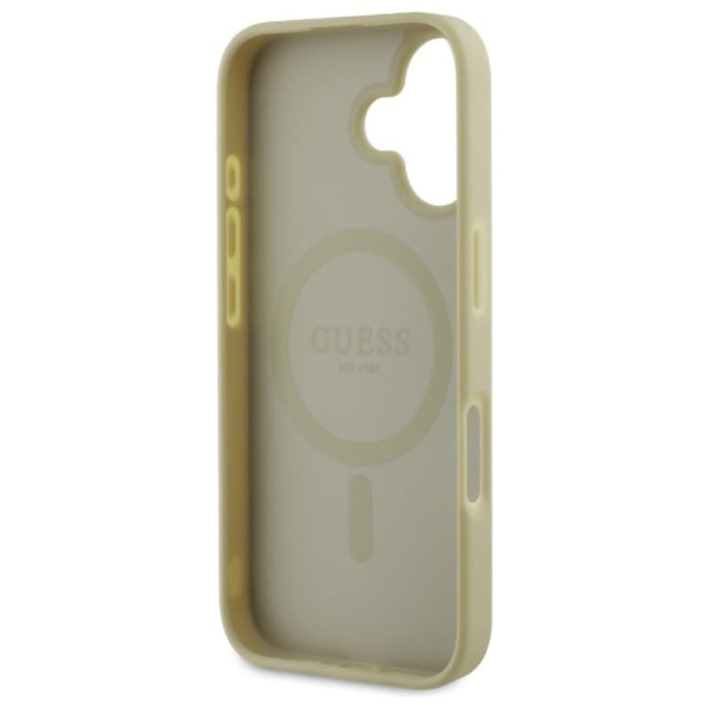 Guess Saffiano Peony Classic Logo MagSafe - Case for iPhone 16 (gold) 7