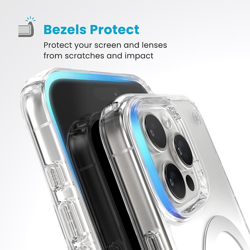 Speck Presidio Perfect-Clear ClickLock & MagSafe - iPhone 16 Pro Max Case (Clear / Chrome Finish / Serene Silver) 6