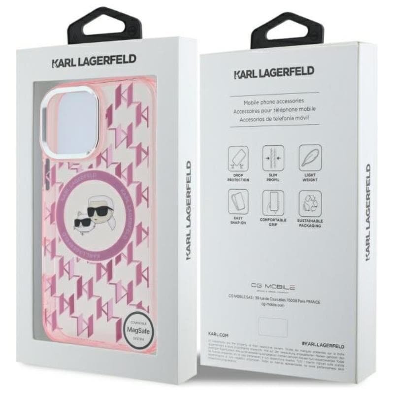 Karl Lagerfeld IML Monogram Karl & Choupette Head MagSafe - Case for iPhone 16 Pro (pink) 8