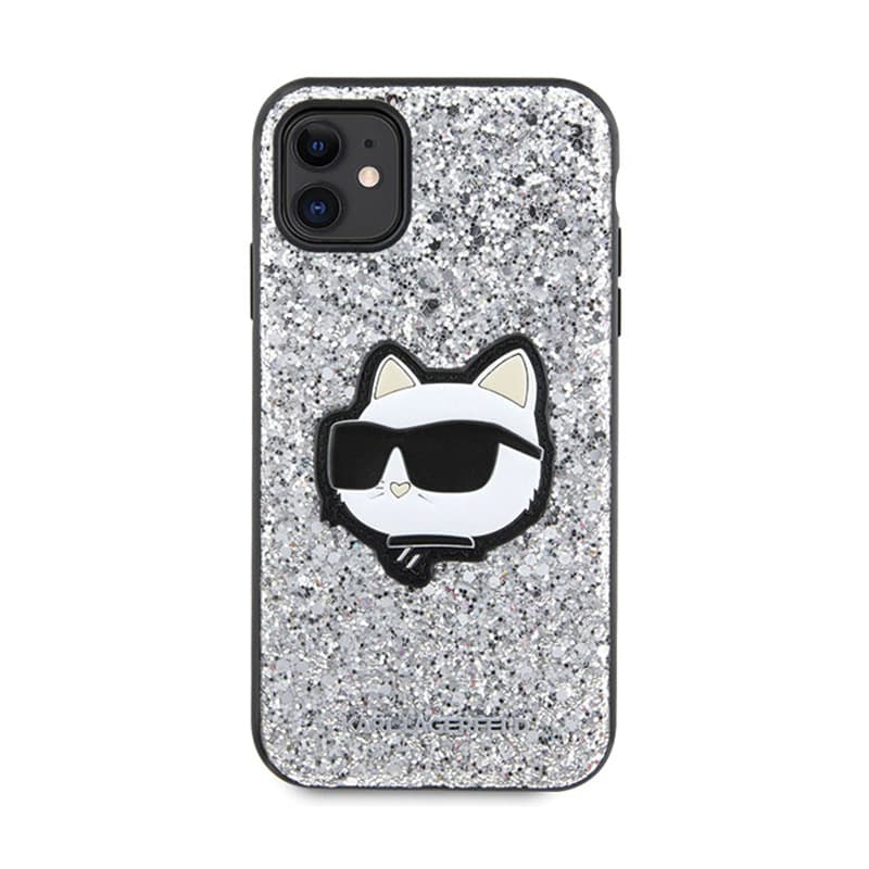 Karl Lagerfeld NFT Glitter Choupette Patch - Case for iPhone 11 (Silver) 3