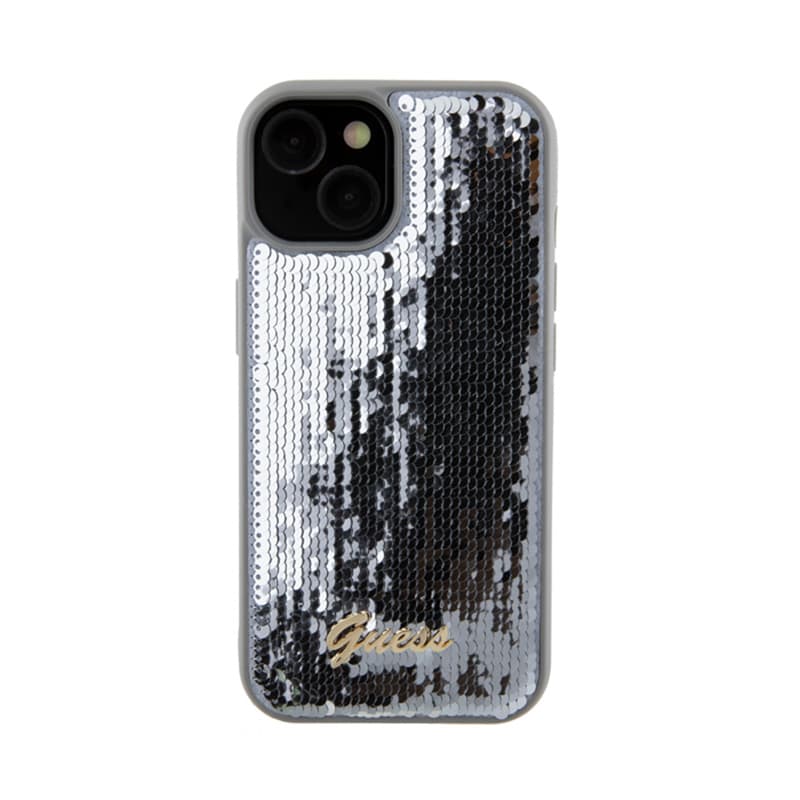 Guess Sequin Script Metal - Case for iPhone 15 (Silver) 3