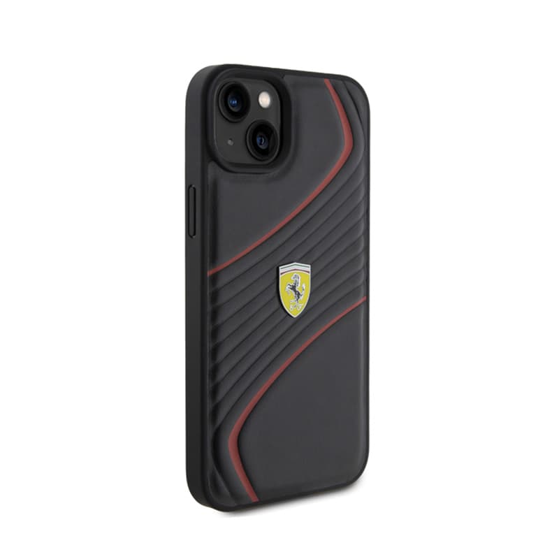 Ferrari Twist Metal Logo - Case for iPhone 15 Plus (Black) 4