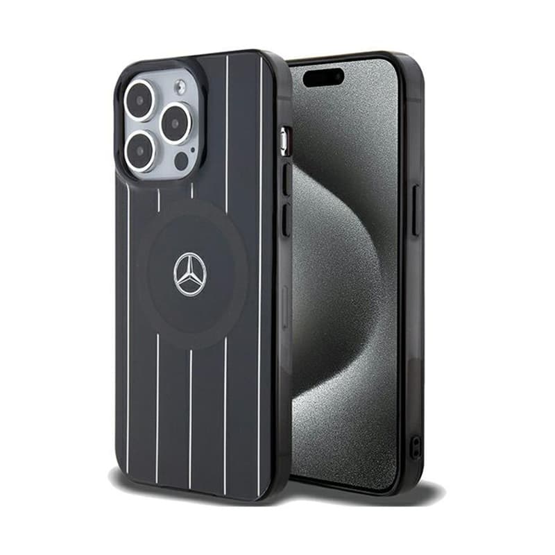 Mercedes Double Layer Crossed Lines MagSafe - iPhone 15 Pro Max Case (Black)