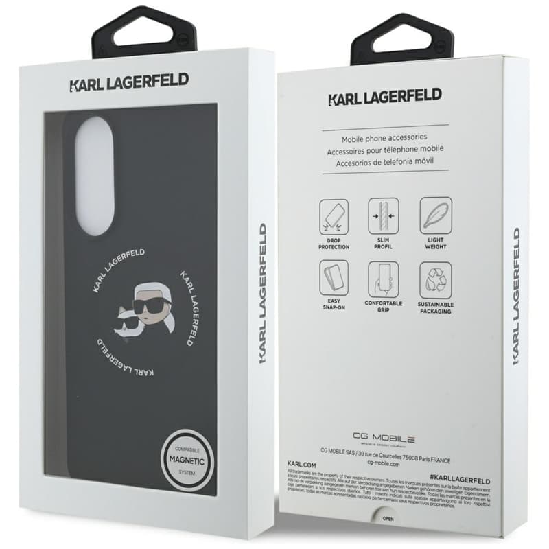 Karl Lagerfeld Silicone Double Heads And Circle MagSafe - Case for Samsung Galaxy S25 Edge (black) 8