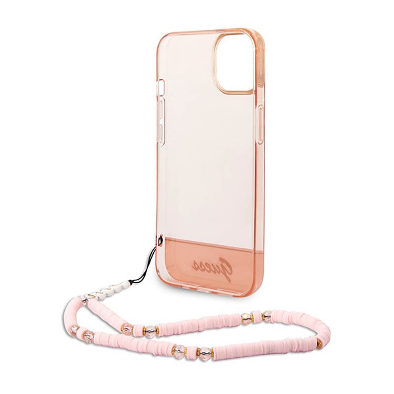 Guess Translucent Pearl Strap - Case for iPhone 14 Plus (Pink) 6