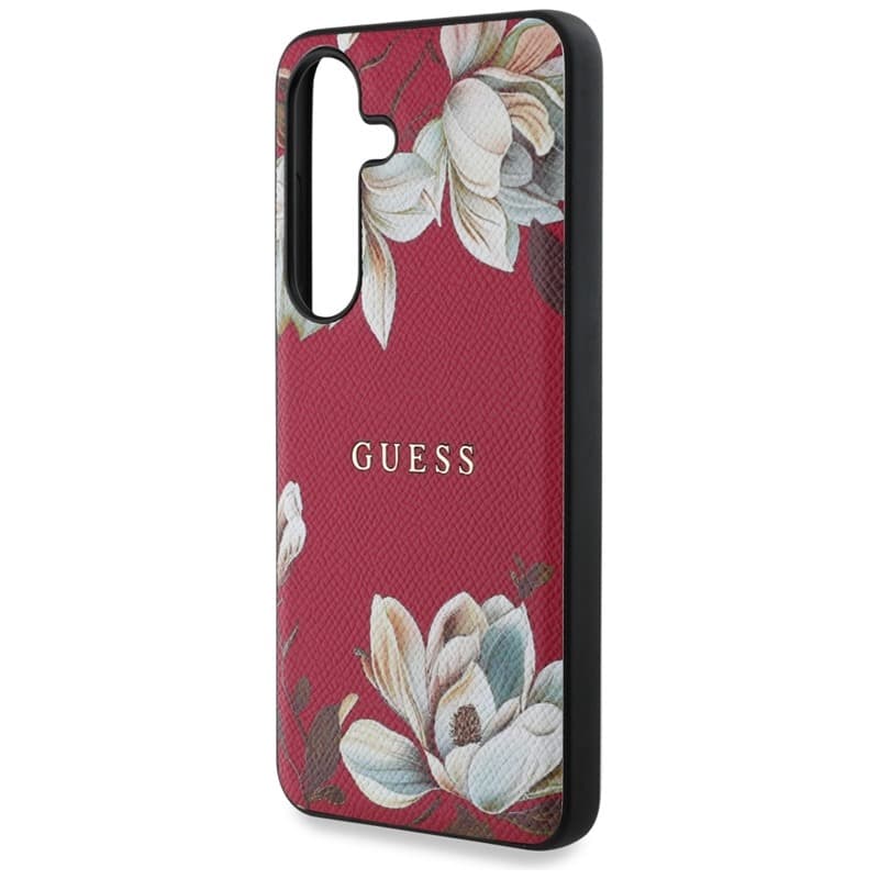 Guess Grained Printed Flower Pattern MagSafe - Case for Samsung Galaxy S25 (fuchsia) 6