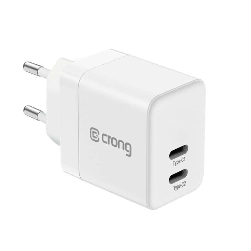 Crong Ultra Compact GaN - Wall Charger 2x USB-C 35W PD 3.0 with PPS (White) 1