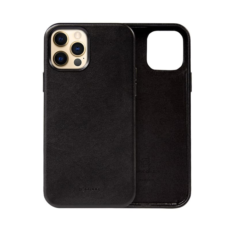 Crong Essential Cover - iPhone 12 Pro Max Faux Leather Case (Black) 2
