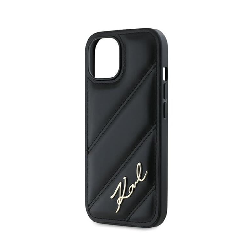 Karl Lagerfeld Diagonal Quilted Script - Case for iPhone 15 / 14 / 13 (Black) 6