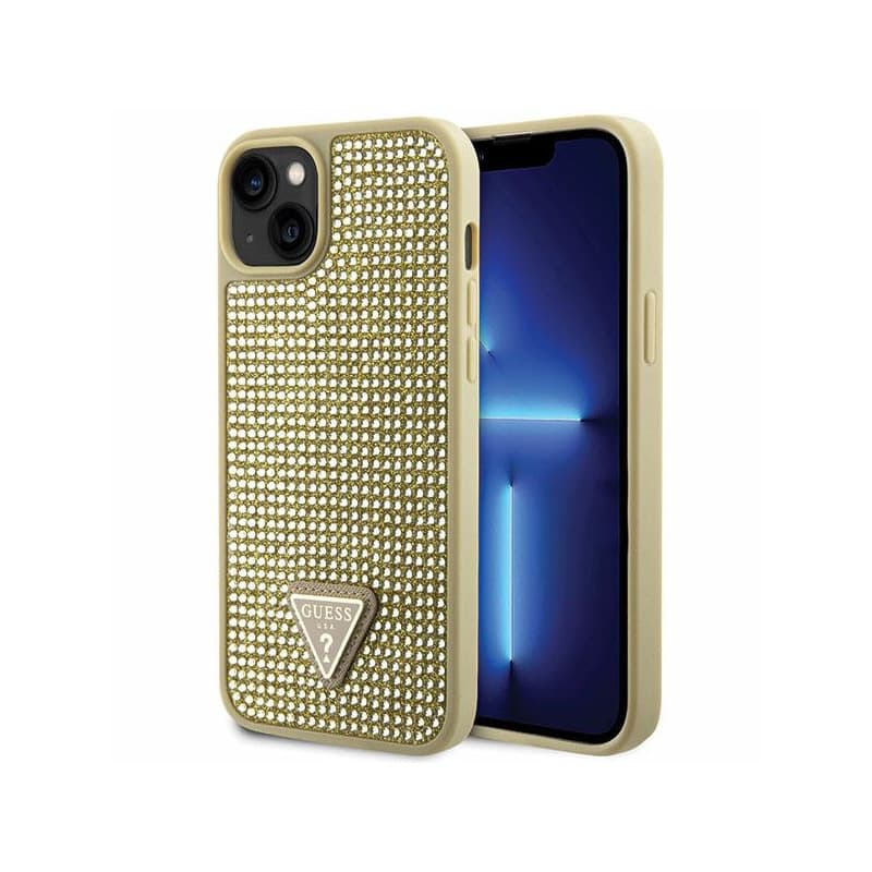 Guess Rhinestone Triangle - Case for iPhone 14 Plus (Gold) 1