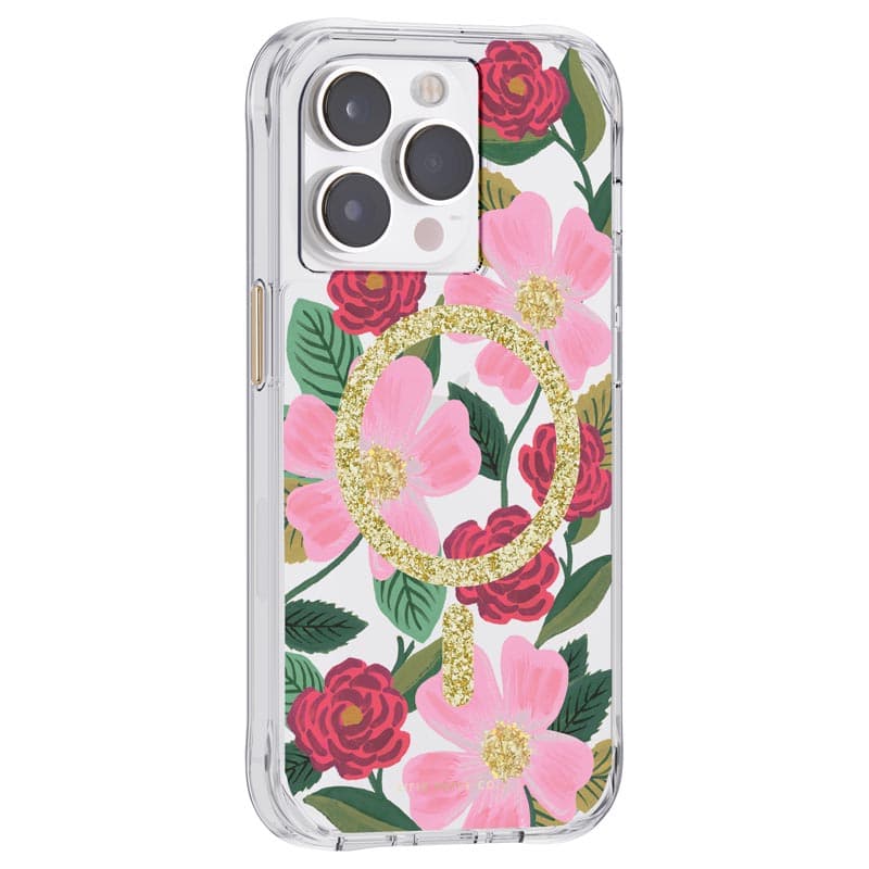 Rifle Paper Clear MagSafe - Case decorated in gold for iPhone 14 Pro (Rose Garden) 2