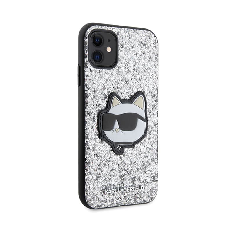 Karl Lagerfeld NFT Glitter Choupette Patch - Case for iPhone 11 (Silver) 4