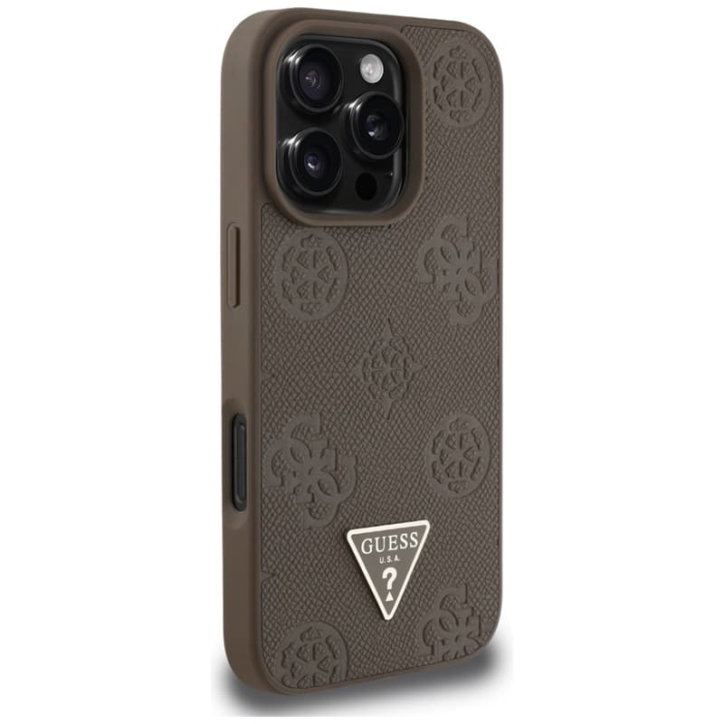 Guess Grained Hot Stamp Peony Triangle Logo MagSafe - Case for iPhone 16 Pro (brown) 4
