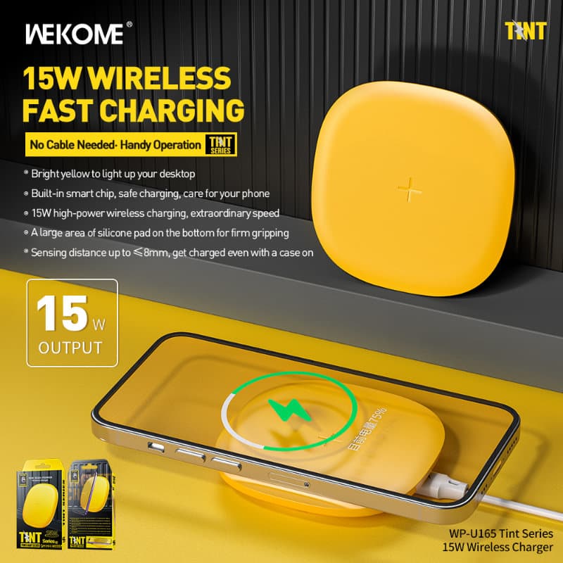WEKOME WP-U165 Tint Series - Qi wireless inductive charger 15W (Yellow) 3