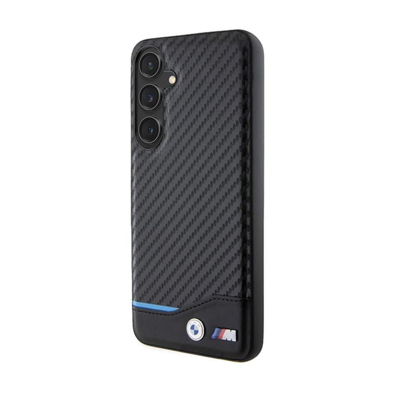 BMW Leather Carbon Blue Line - Case for Samsung Galaxy S24+ (black) 2