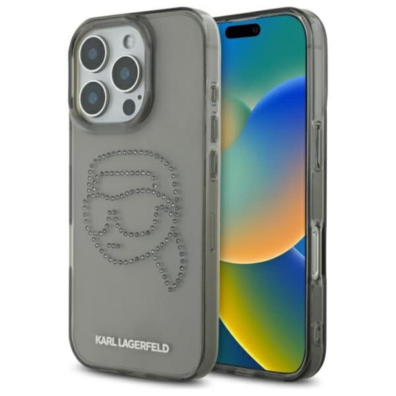 Karl Lagerfeld IML Rhinestones Karl Head - Case for iPhone 16 Pro Max (black) 1