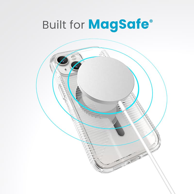 Speck Gemshell Grip + MagSafe - Case for iPhone 17e / 16e / 15 / 14 / 13 (Clear / Chrome Finish) 8