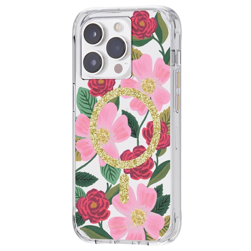 Rifle Paper Clear MagSafe - Case decorated in gold for iPhone 14 Pro (Rose Garden) 3