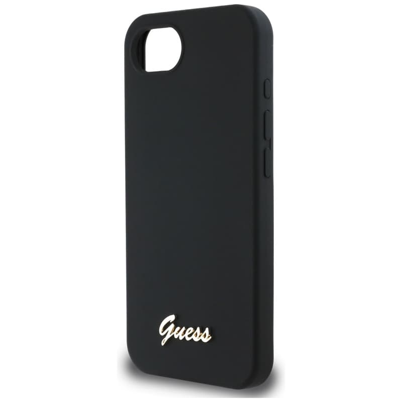 Guess Silicone Script Metal Logo MagSafe - Case for iPhone 16e (black) 6