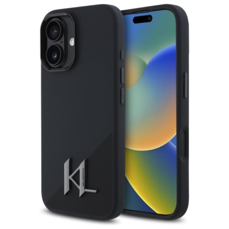 Karl Lagerfeld Silicone Shadow Metal Initial MagSafe - Case for iPhone 16 (black)