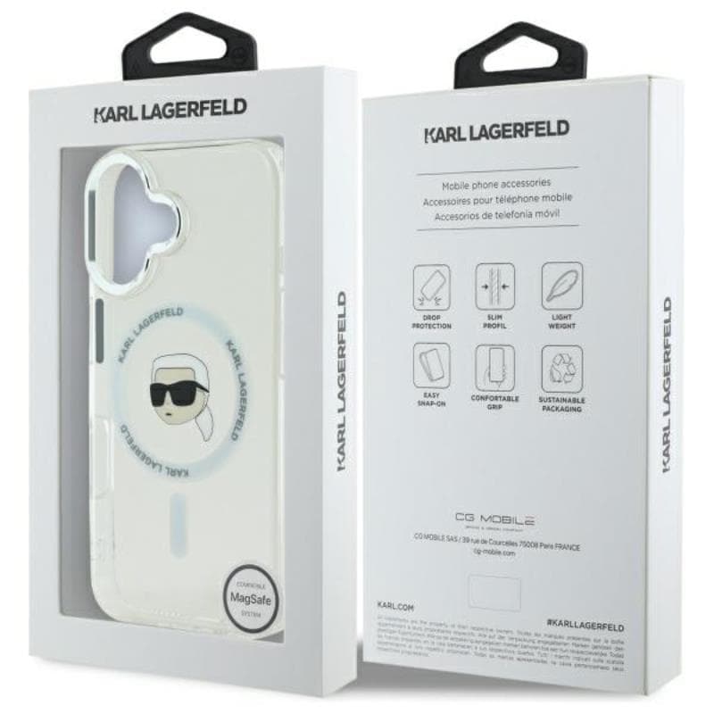 Karl Lagerfeld IML Metal Karl Head MagSafe - Case for iPhone 16 Plus (white) 8