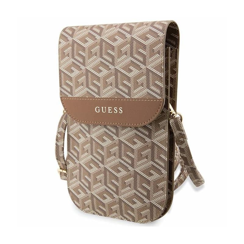 Guess GCube Stripe Phone Bag - Bag with smartphone compartment (Brown) 1