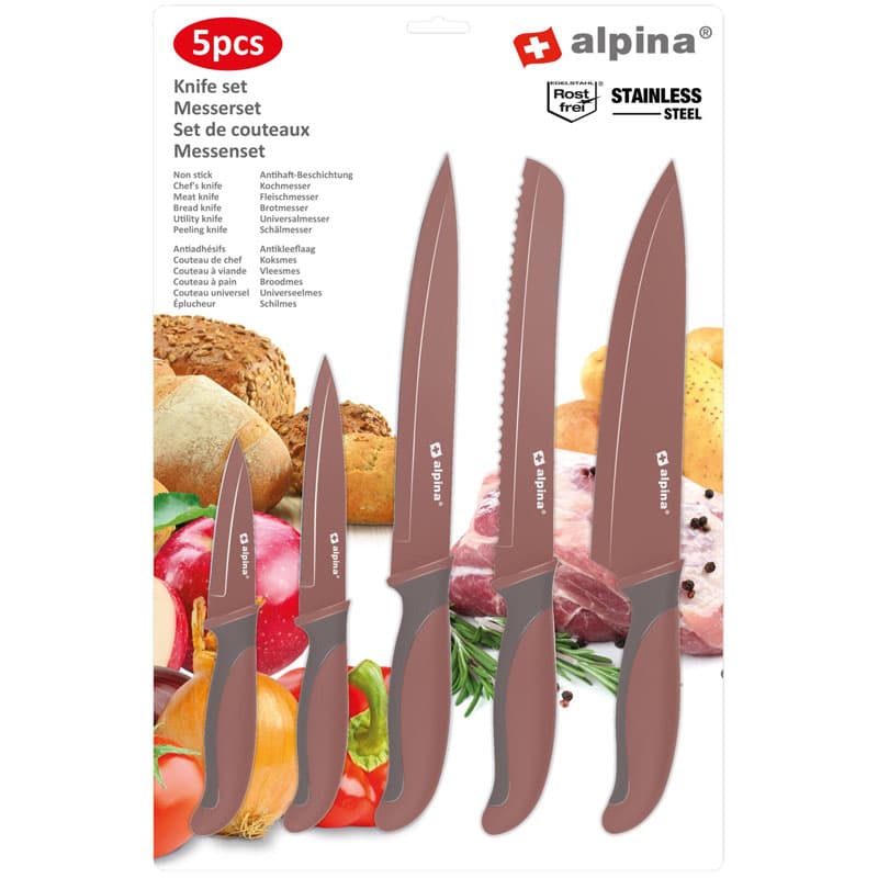 Alpina - Stainless steel knife set (Burgundy) 2