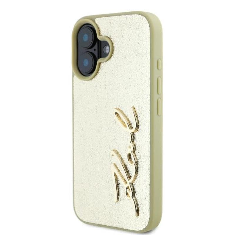 Karl Lagerfeld Metal Signature - Case for iPhone 16 (gold) 2