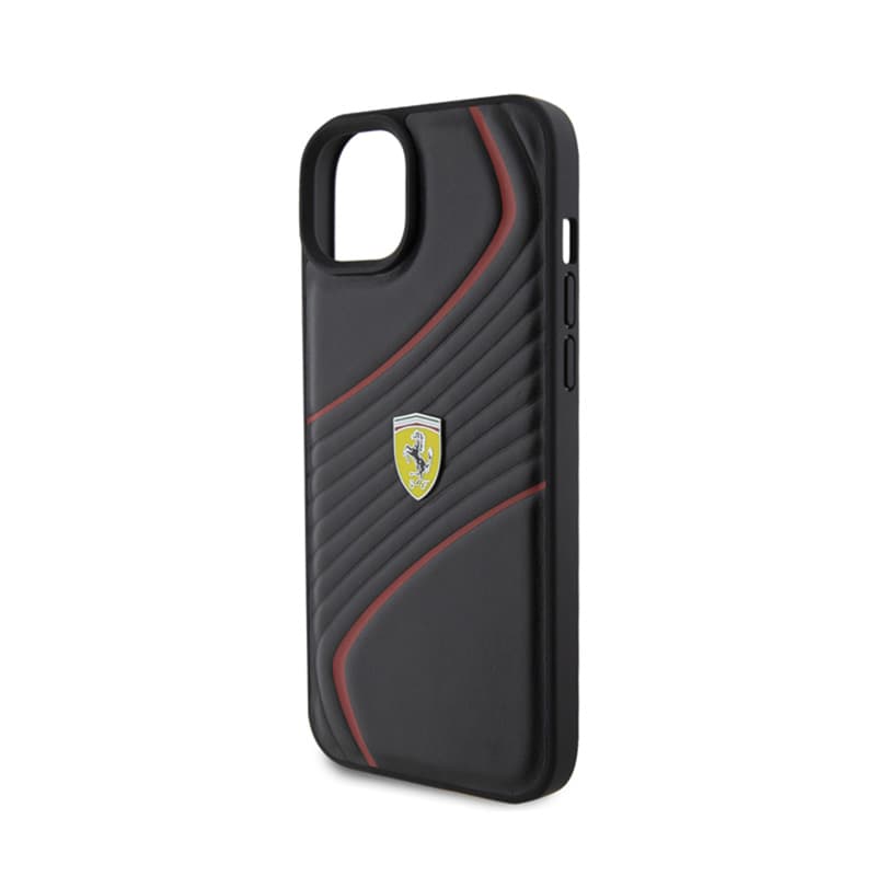 Ferrari Twist Metal Logo - Case for iPhone 15 Plus (Black) 6