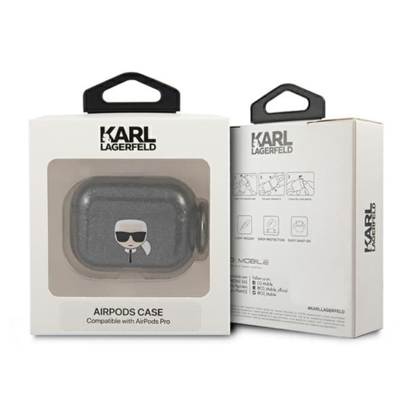 Karl Lagerfeld Karl Head Glitter - Case for Airpods Pro (Black) 3