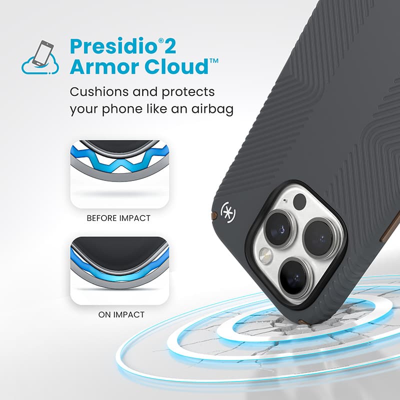 Speck Presidio2 Grip - iPhone 16 Pro Case (Charcoal Gray / Cool Bronze / White) 2