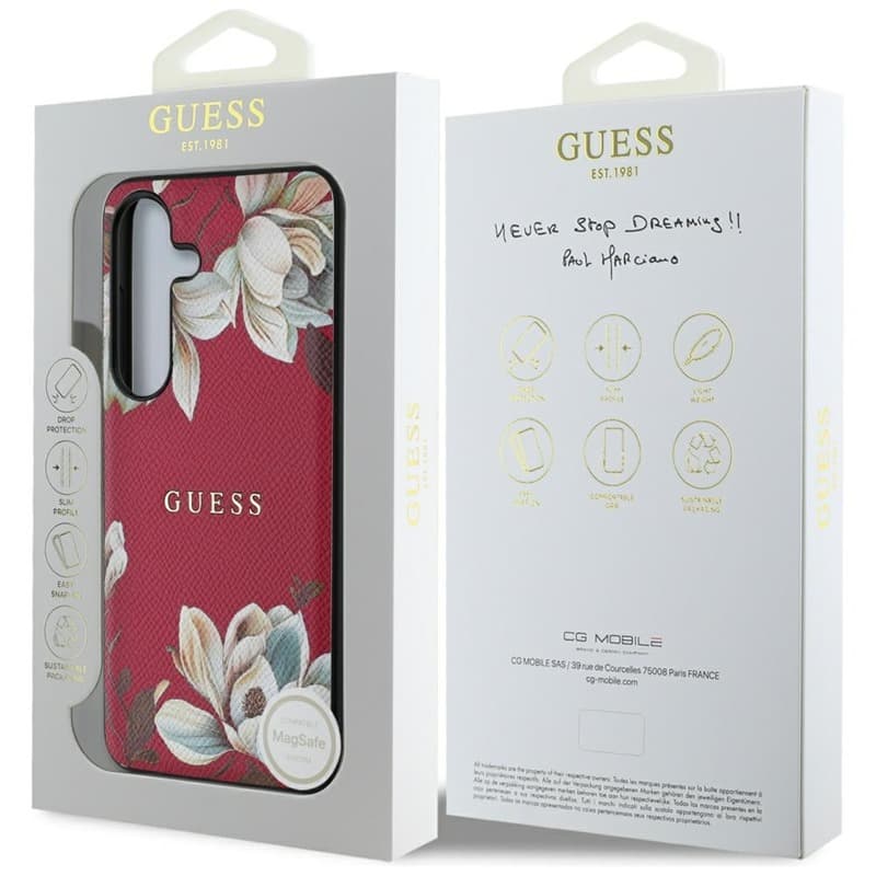 Guess Grained Printed Flower Pattern MagSafe - Case for Samsung Galaxy S25 (fuchsia) 8