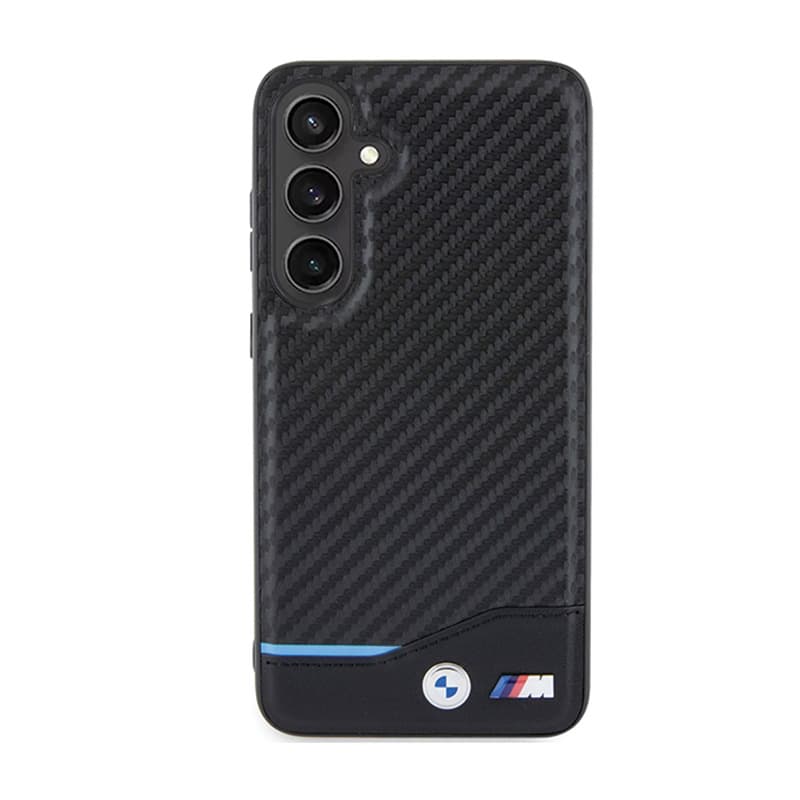 BMW Leather Carbon Blue Line - Case for Samsung Galaxy S24+ (black) 3